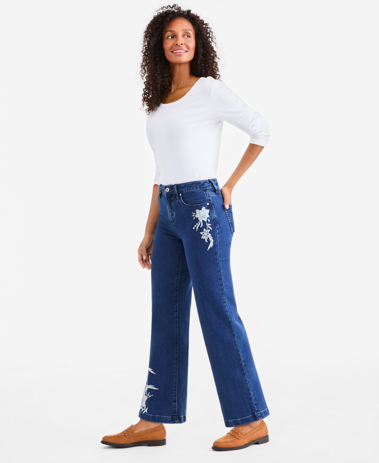 Women's High-Waisted Wide-Leg Ankle Jeans