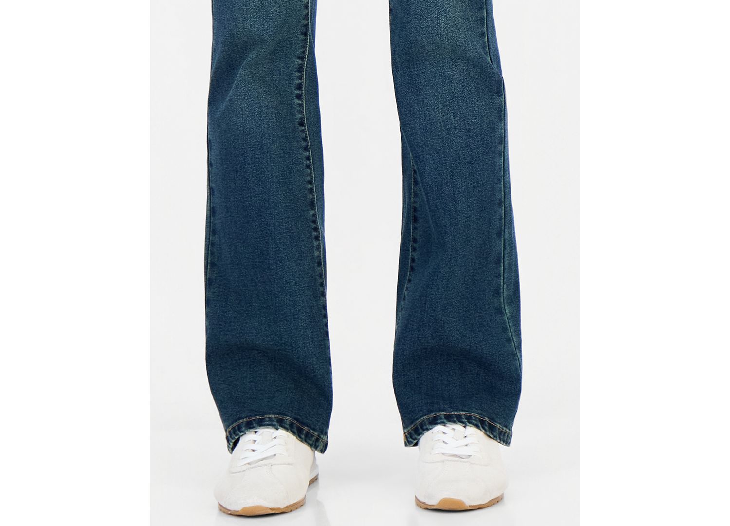 Juniors' Plaid Inner Drawstring Bootcut Jeans