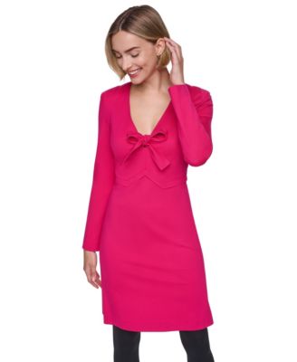 Women's V-Neck Bow-Front Short Dress