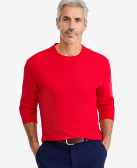 Мужской свитер Club Room Thermal Long-Sleeve Ribbed Crewneck, цвет: Fire