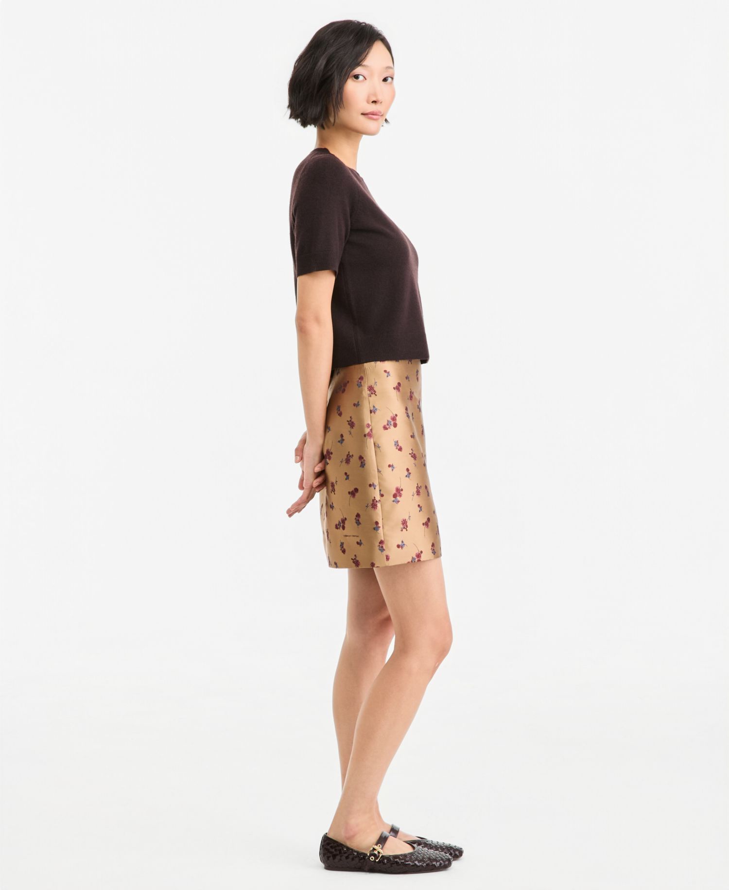 Women's Jacquard Floral A-Line Mini Skirt