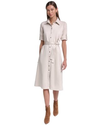 Women's Belted Midi Dress