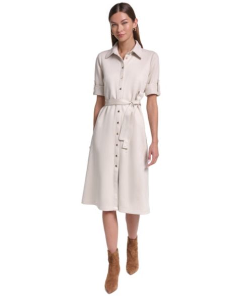 Женское платье Halston Belted Midi, цвет: Бежевый