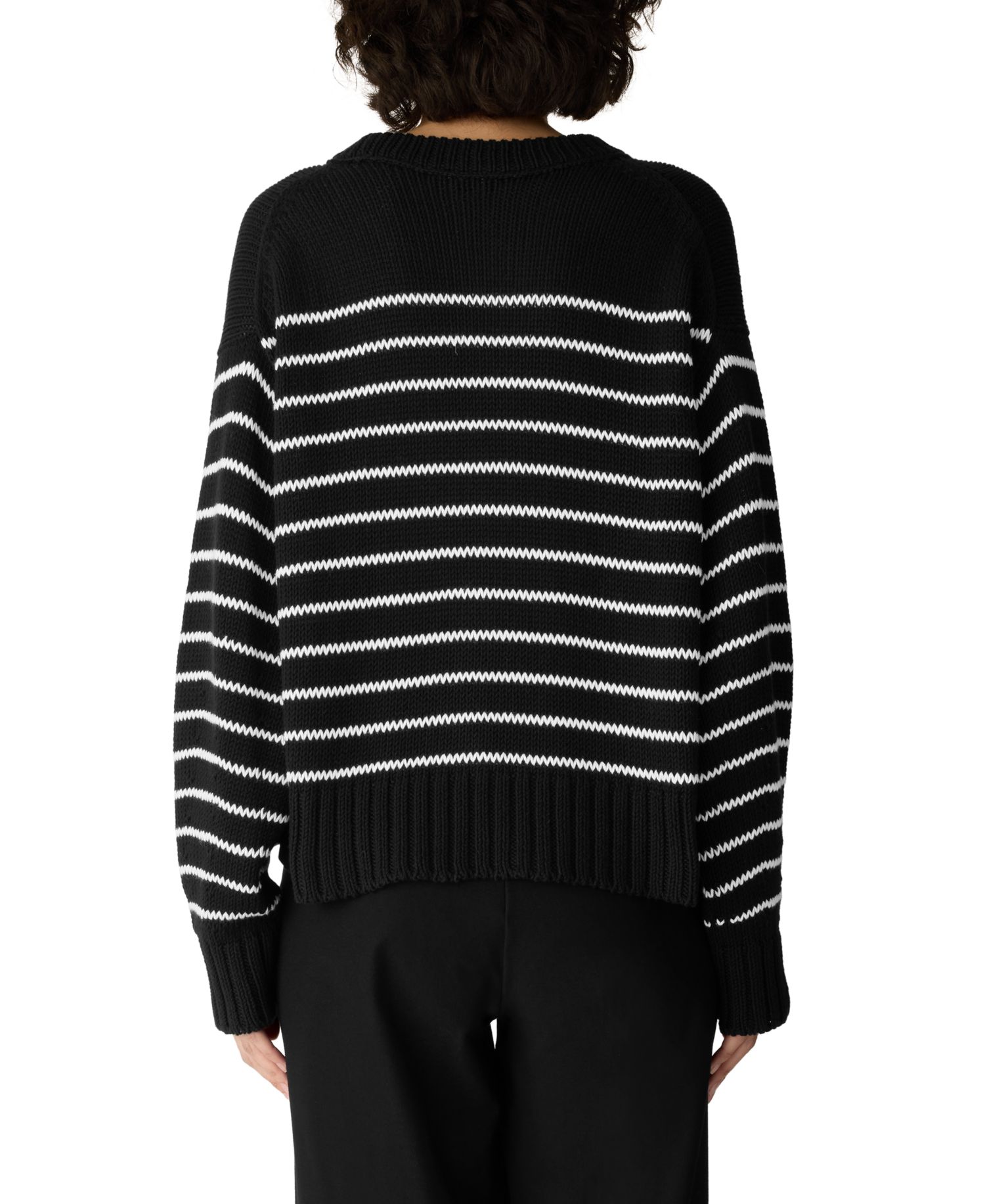 Women's Long-Sleeve Crewneck Stripe Sweater