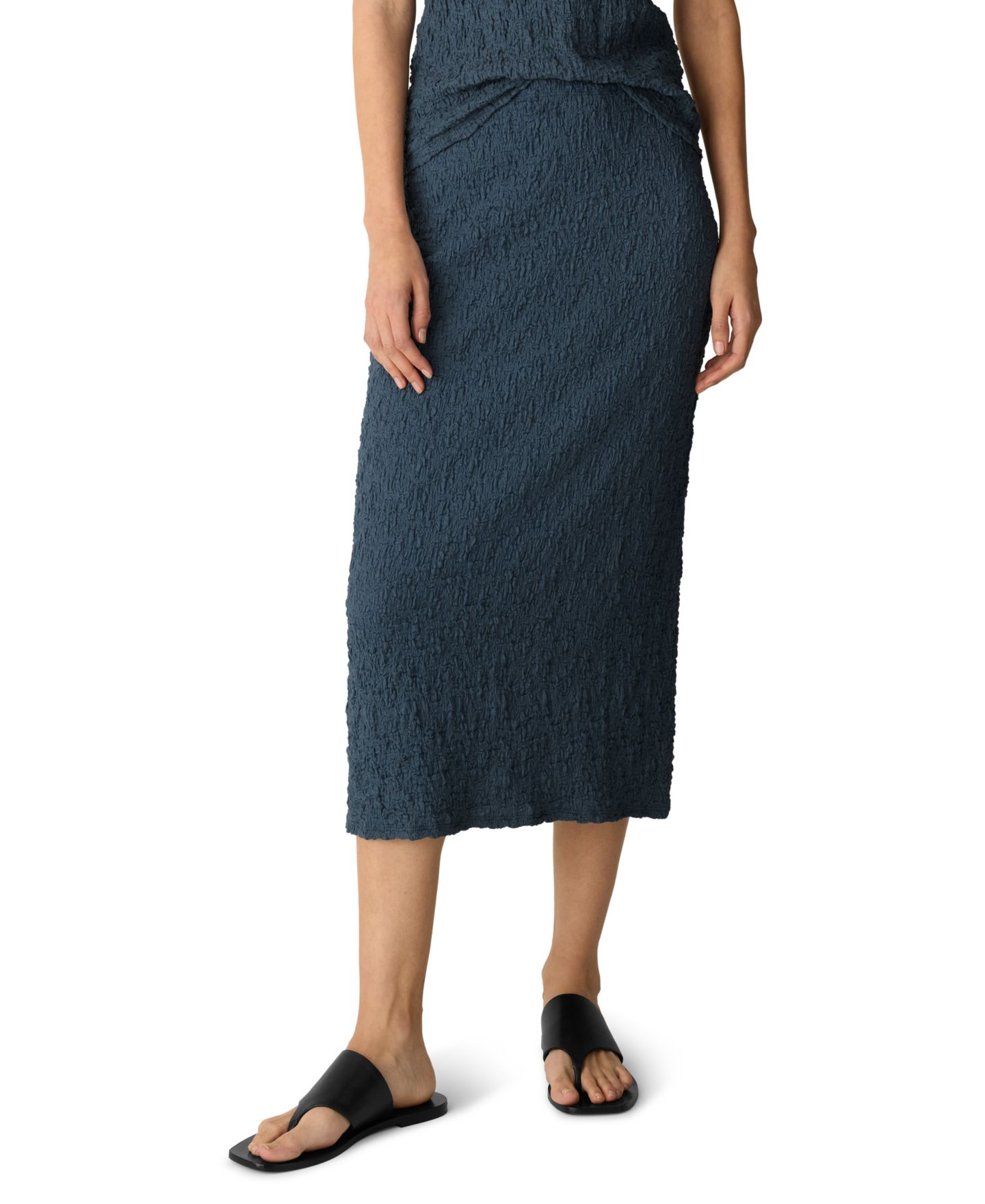 Женская юбка EILEEN FISHER PETITES Eileen Fisher Textured Straight Midi, цвет: Celadon Spring — фото 1