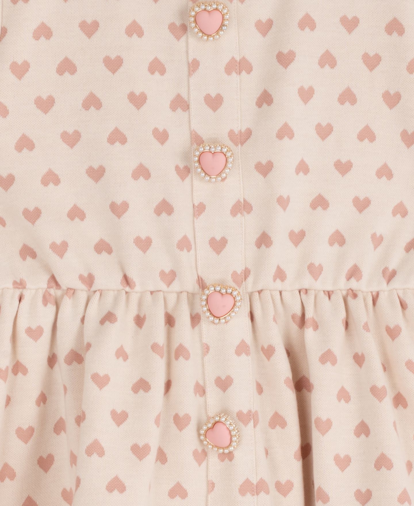 Платье Rare Editions Heart Print Long-Sleeve Dress для девочек, цвет: Кремовый — фото 3
