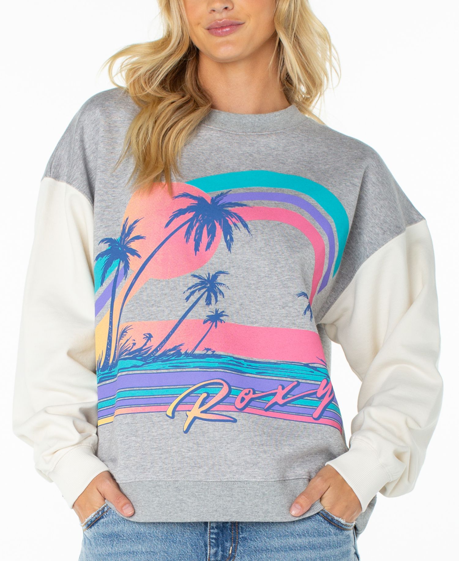 Women's Lineup Oversized Colorblock Cotton-Blend Crewneck Sweatshirt