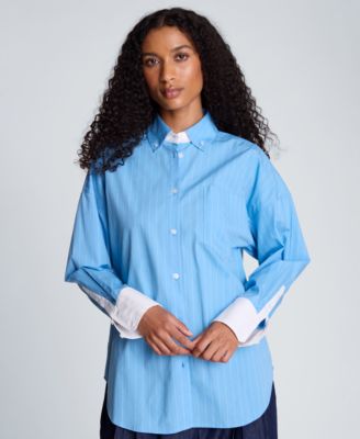 Women's Long-Sleeve Striped Button-Front Shirt