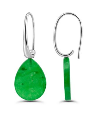 Genuine Howlite Chrysocolla Teardrop Hardwire Fishhook Drop Earrings