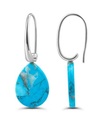 Genuine Stone Teardrop Hardwire Fishhook Drop Earrings