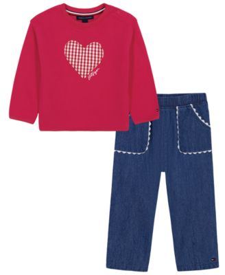 Baby Girls' Long-Sleeve T-Shirt and Pants, 2-Piece Set