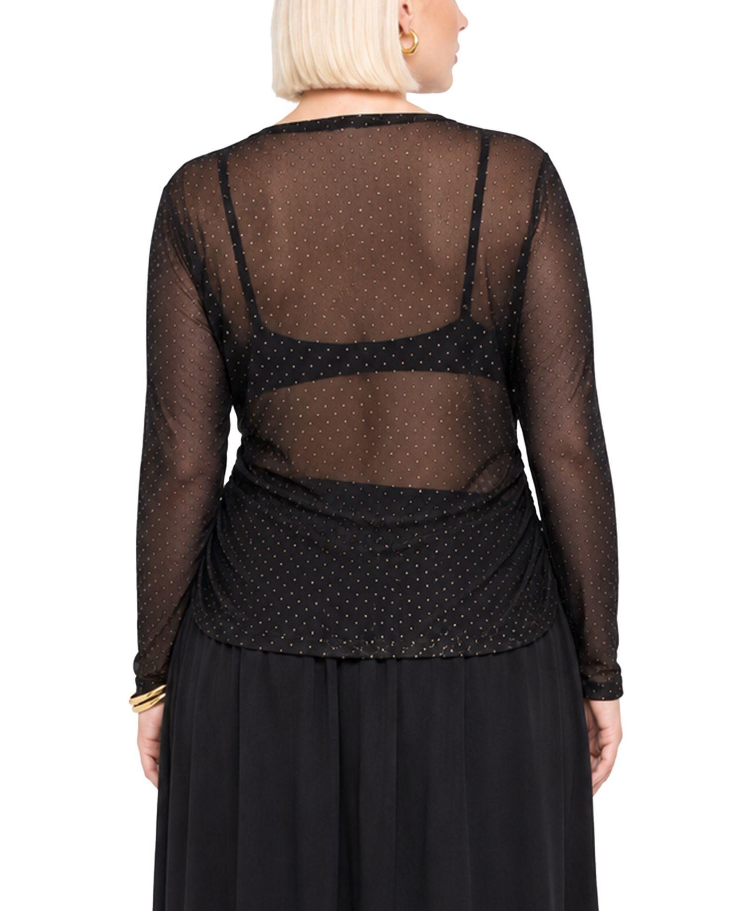 Plus Size Foil Drop Scoop Neck Side-Ruched Top