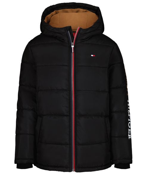Куртка Tommy Hilfiger Logo Puffer Jacket для мальчиков, цвет: Чёрный