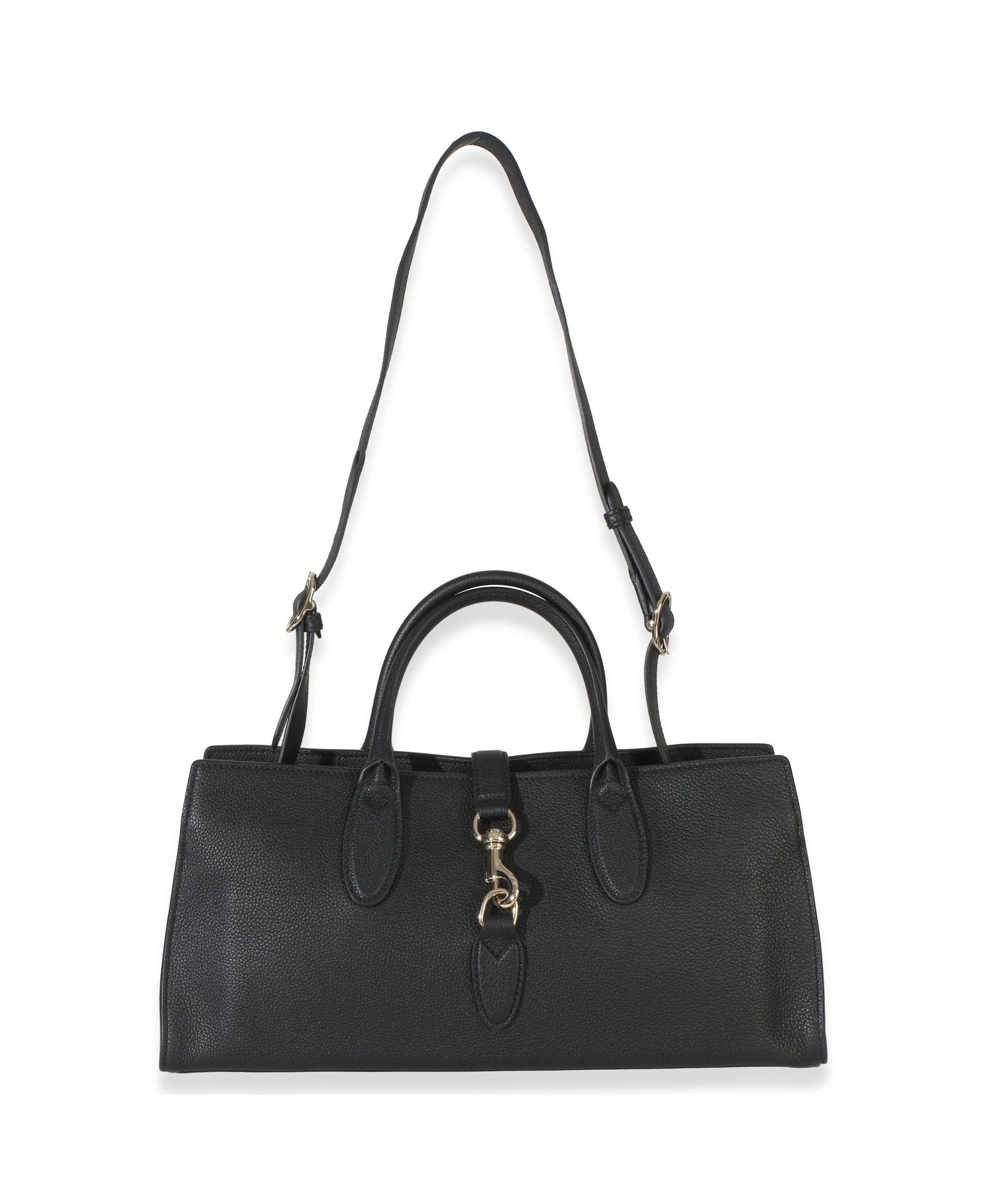 Black Pebbled Calfskin Medium Jackie Tote Bag