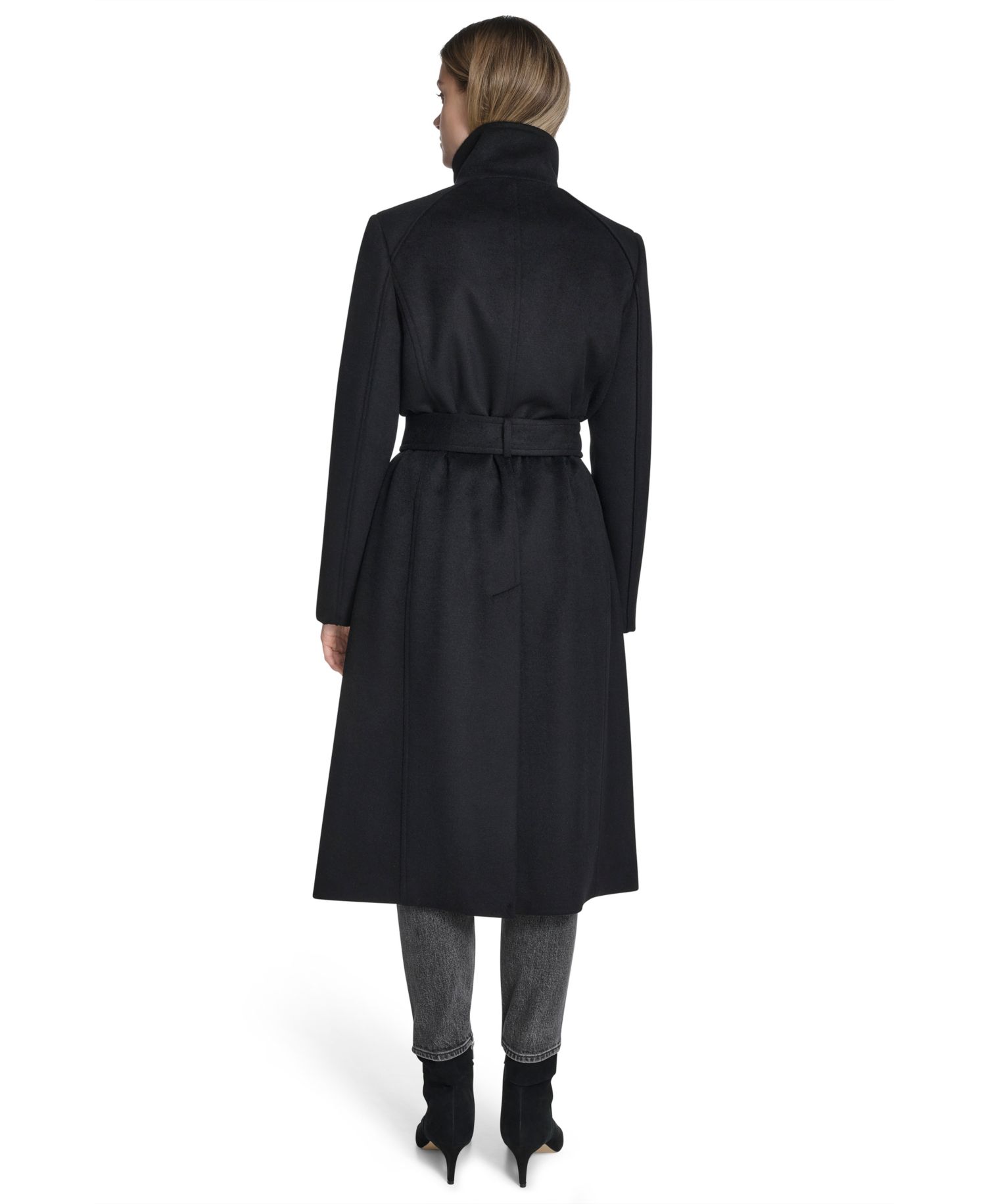 Women's Asymmetric Belted Long Wool-Blend Coat