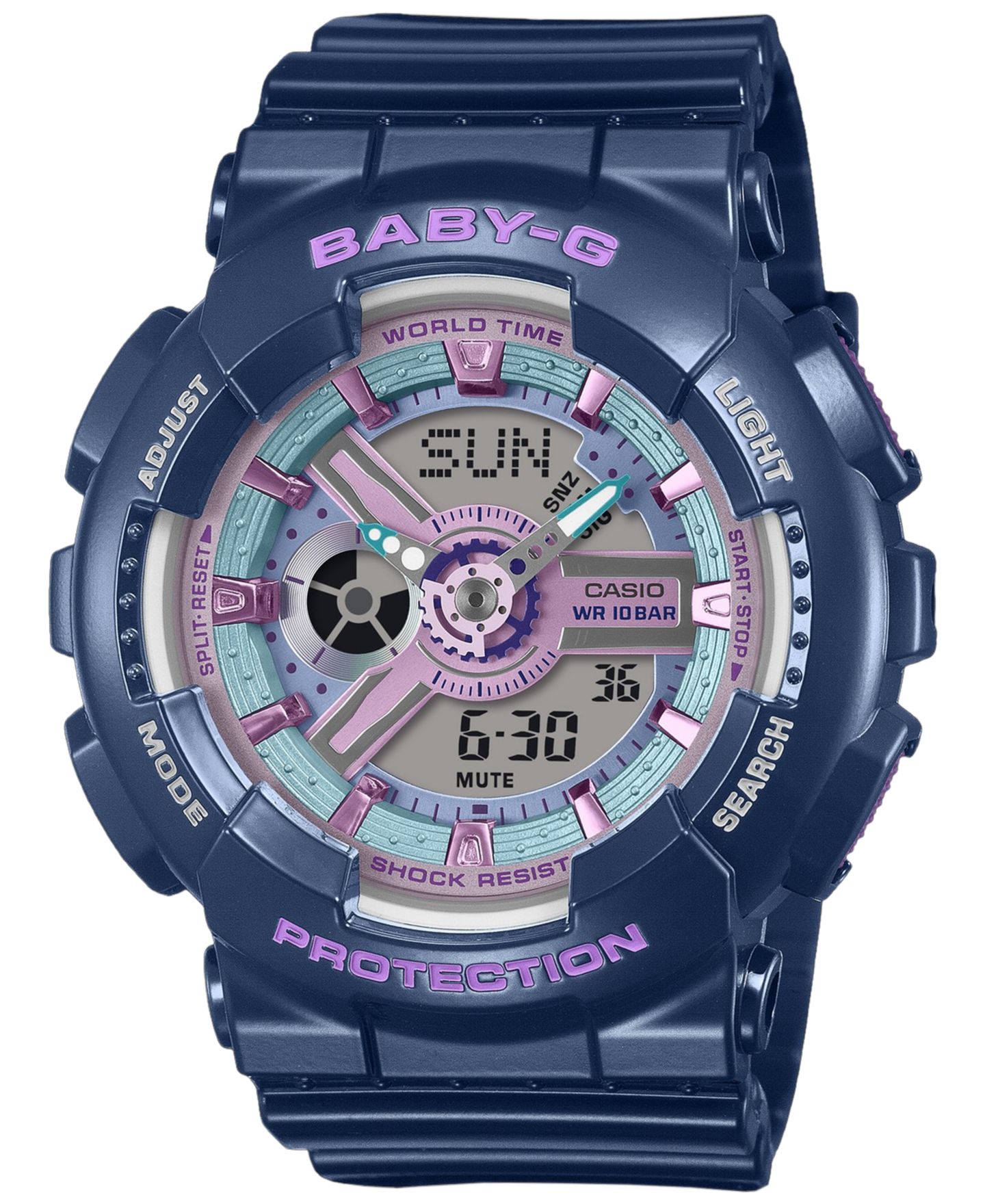 Женские часы G-Shock Baby-G Japanese Quartz Navy Resin Watch 43.4mm — фото 1