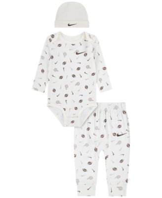 Baby Boys' Readyset Grow Football Long-Sleeve Bodysuit, Pants and Beanie, 3-Piece Set