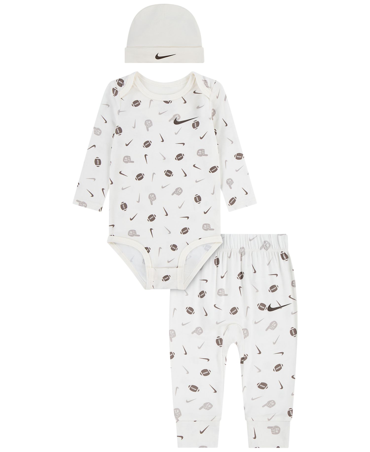 Baby Boys' Readyset Grow Football Long-Sleeve Bodysuit, Pants and Beanie, 3-Piece Set