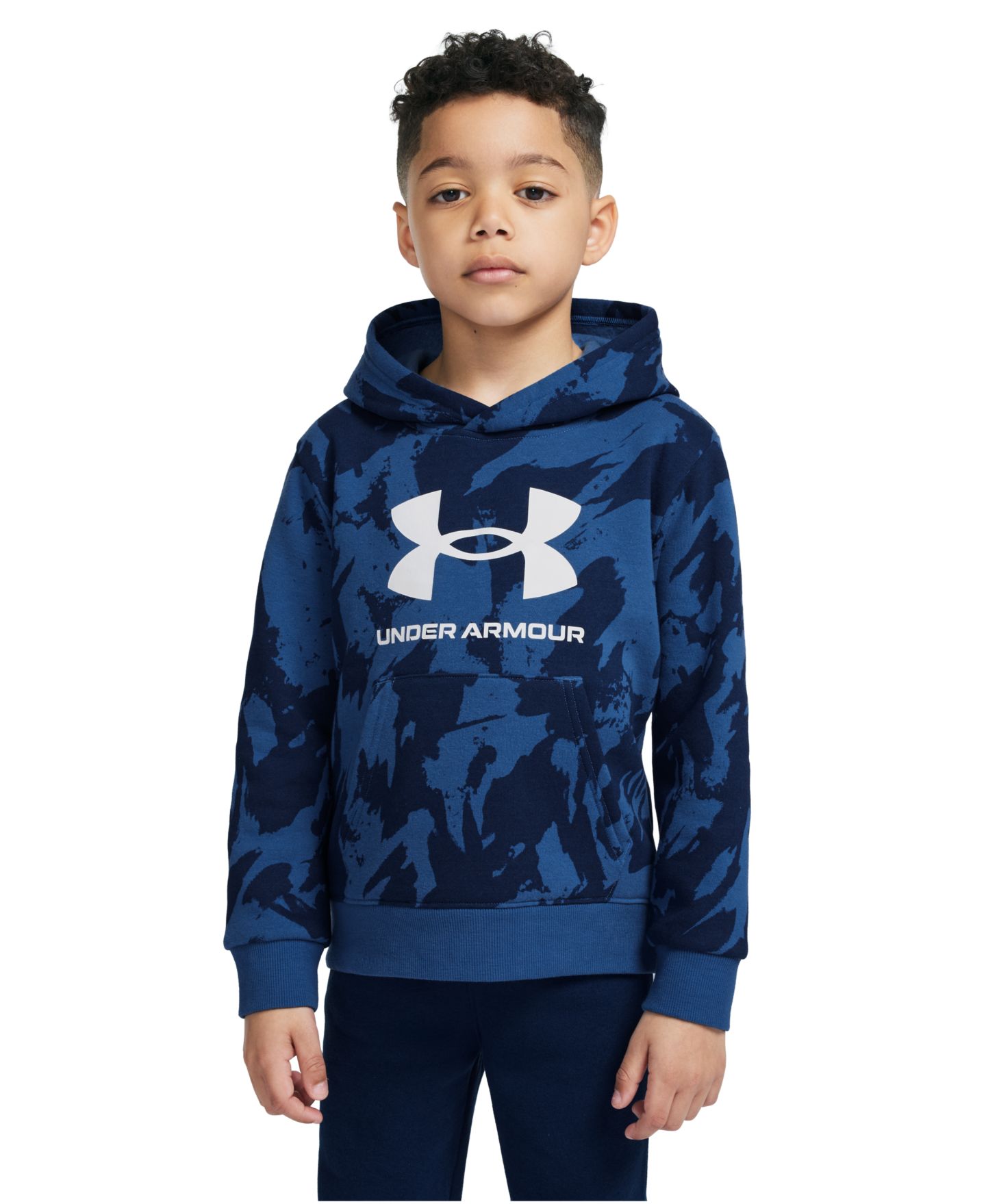 Детский комплект Under Armour: худи с длинным рукавом и брюки, 4T-7, цвет: Синий камуфляжный / Чёрный — фото 4