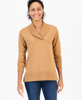 Women's Shawl Collar Cotton-Blend Sweater