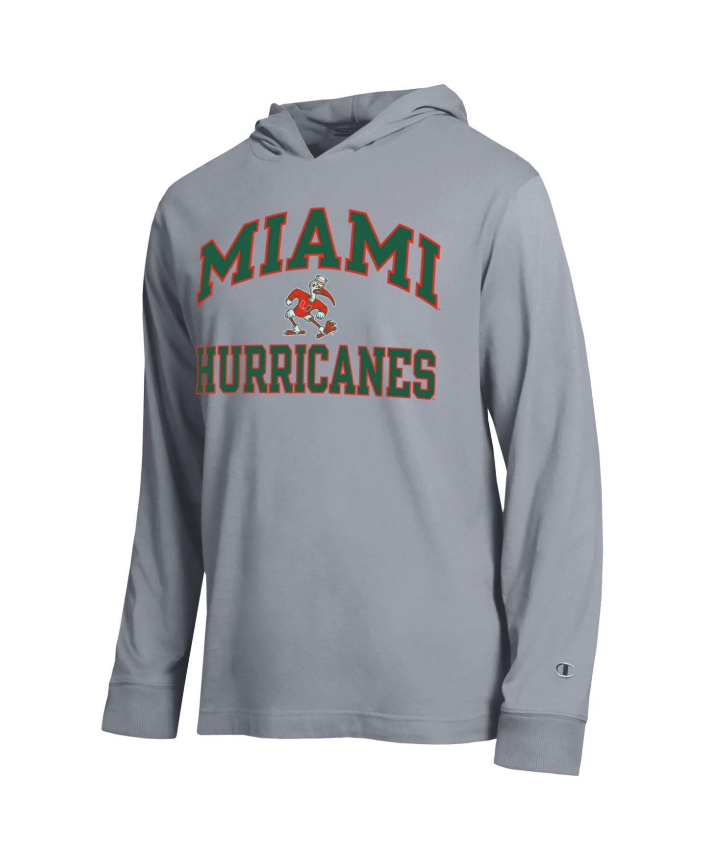 Мужская футболка Champion Heather Gray Miami Hurricanes High Motor All-Star Long Sleeve Hooded — фото 3