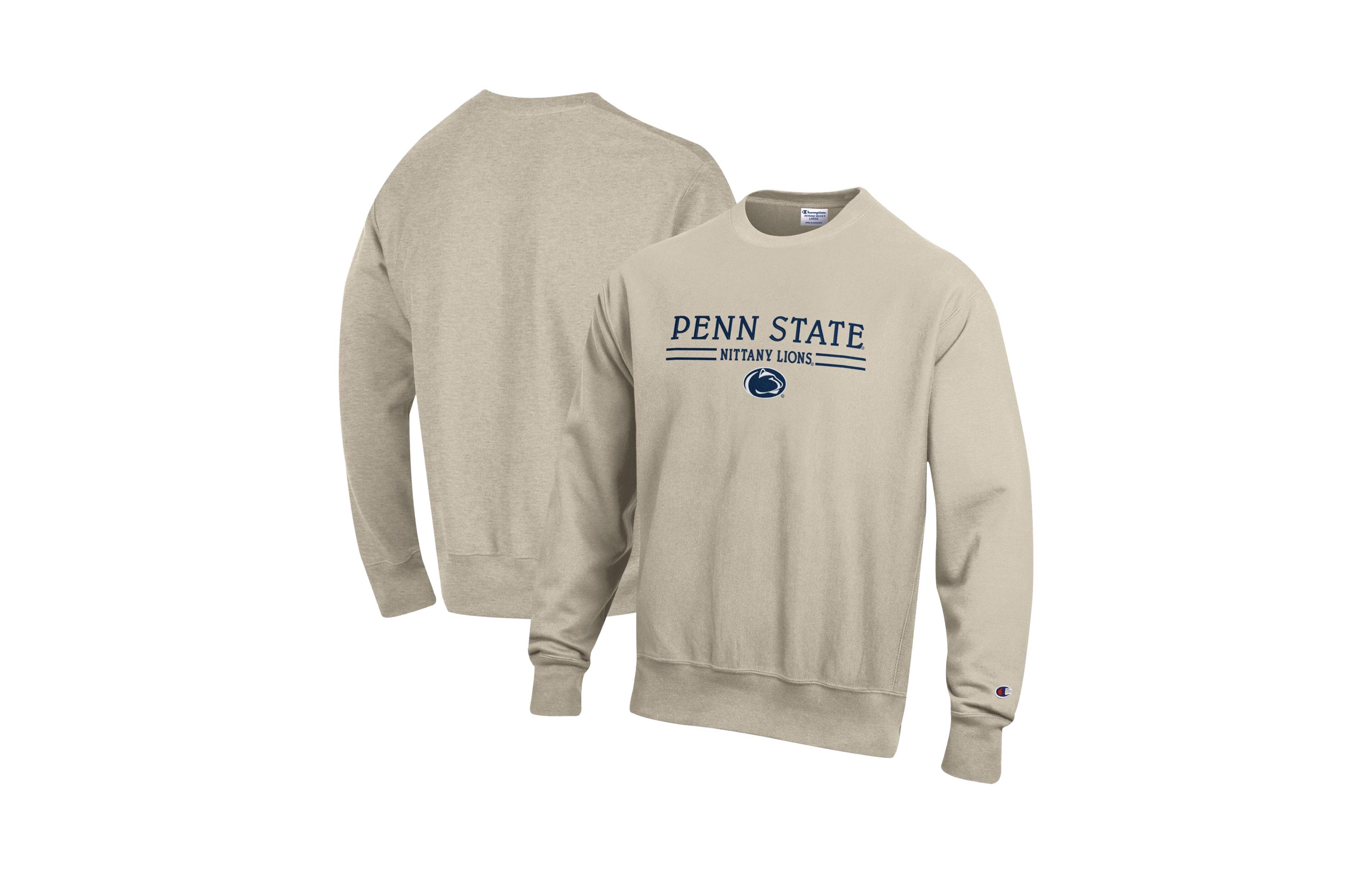 Champion Men's Oatmeal Penn State Nittany Lions Reverse Weave Crewneck Sweatshirt