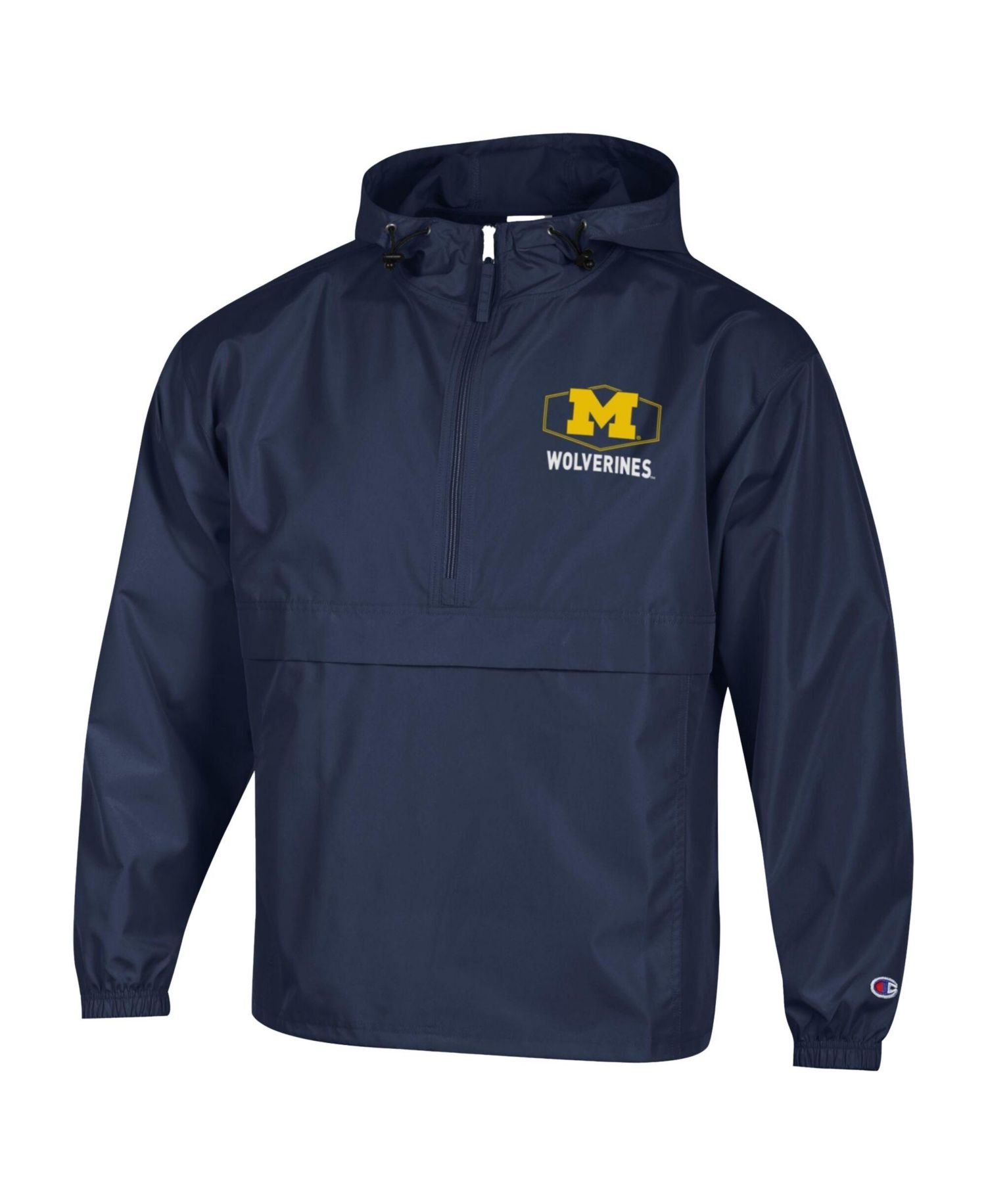 Men's Navy Michigan Wolverines Delay Packable Half-Zip Jacket