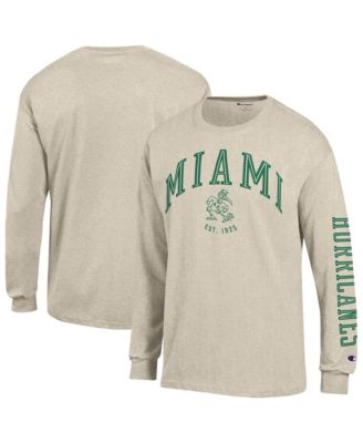 Men's Heather Oatmeal Miami Hurricanes Neutral Arch Long-Sleeve T-Shirt