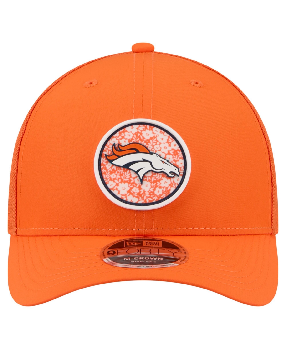 New Era Men's Orange Denver Broncos Floral 9FORTY M-Crown Trucker Adjustable Hat