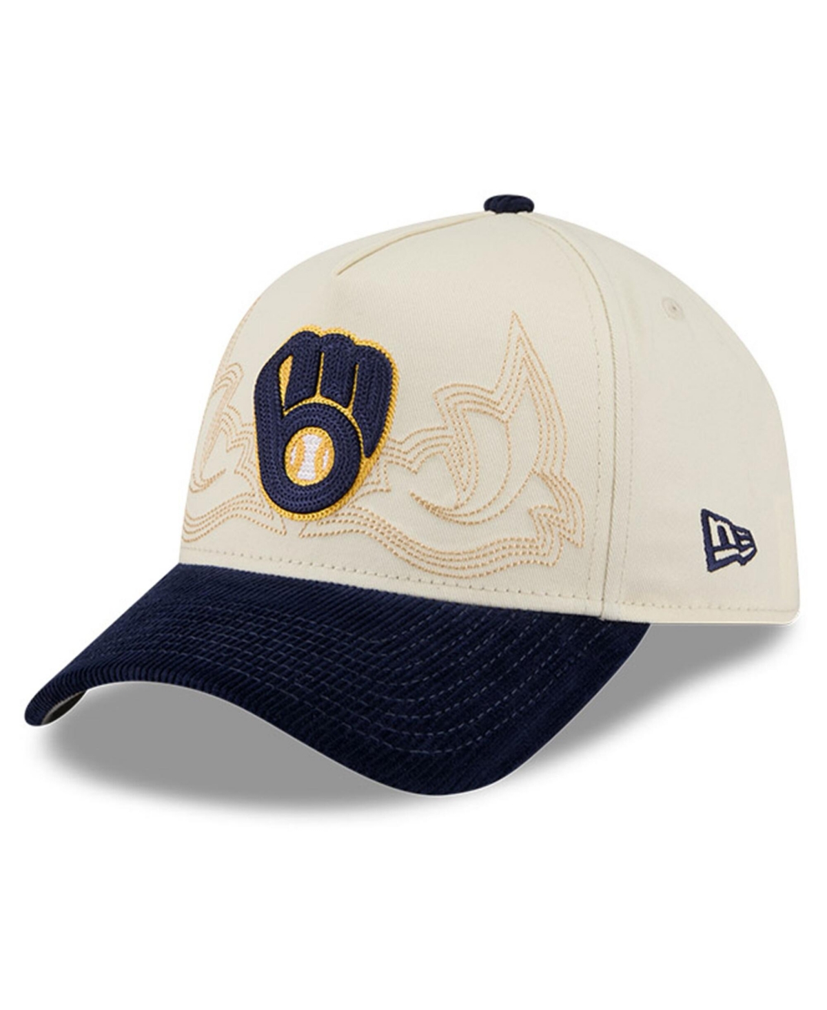 New Era Men's Stone Milwaukee Brewers Western Stitch 9FORTY A-Frame Adjustable Hat - Stone