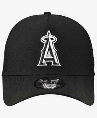 Men's Black Los Angeles Angels Side Script 9FORTY A-Frame Trucker Adjustable Hat