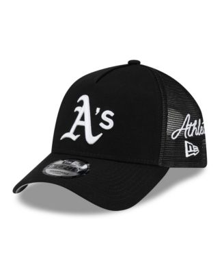 Men's Black Athletics Side Script 9FORTY A-Frame Trucker Adjustable Hat