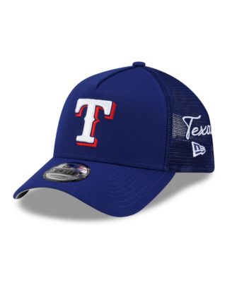 Men's Royal Texas Rangers Side Script 9FORTY A-Frame Trucker Adjustable Hat