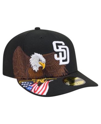 Men's Black San Diego Padres Americana Bald Eagle Pre-Curved 59FIFTY Fitted Hat