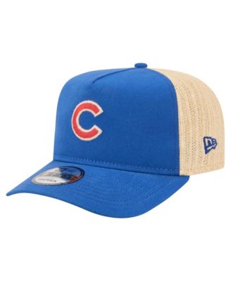 Men's Royal/Natural Chicago Cubs Grained 9FIFTY A-Frame Trucker Adjustable Hat