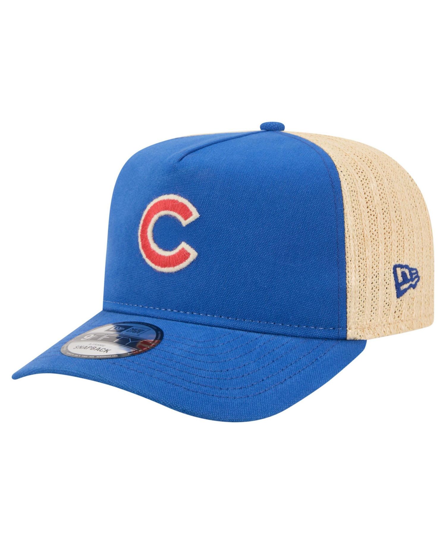 Men's Royal/Natural Chicago Cubs Grained 9FIFTY A-Frame Trucker Adjustable Hat