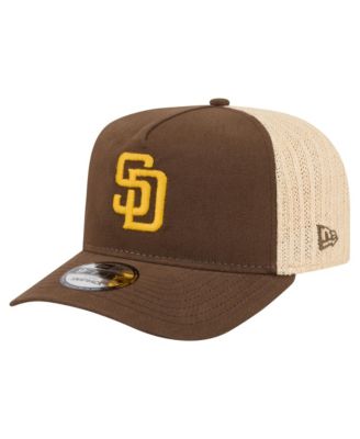 Men's Brown/Natural San Diego Padres Grained 9FIFTY A-Frame Trucker Adjustable Hat