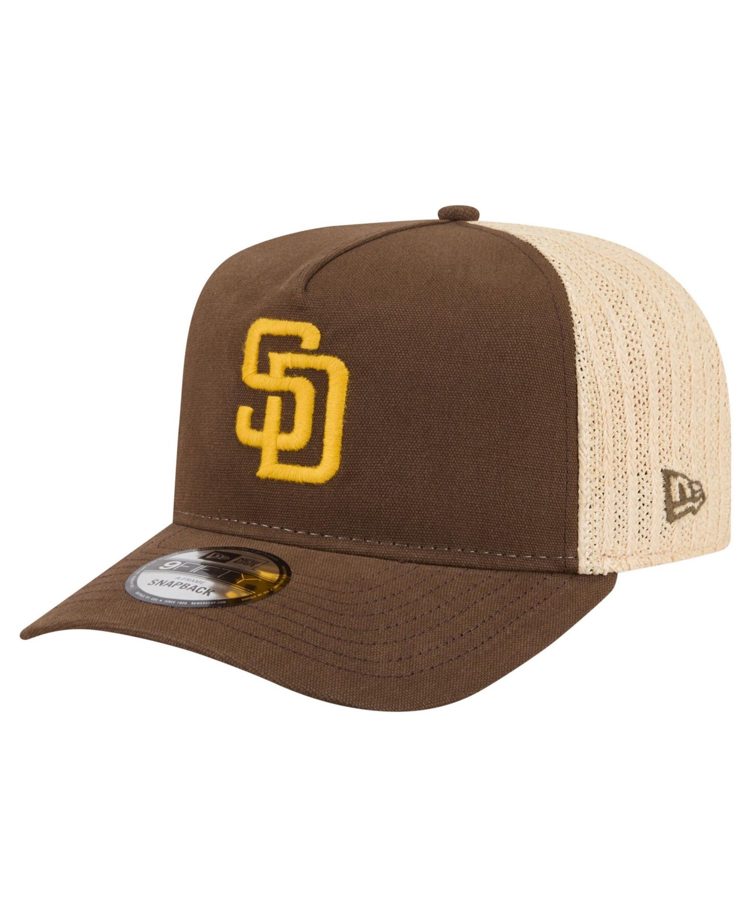 Men's Brown/Natural San Diego Padres Grained 9FIFTY A-Frame Trucker Adjustable Hat