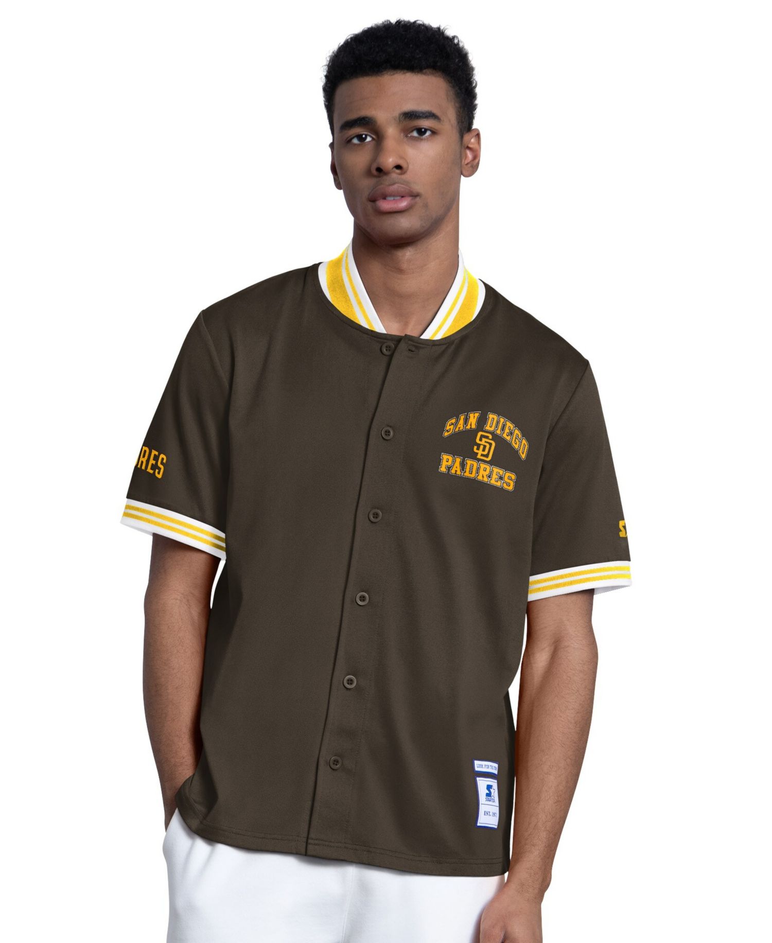 Men's Brown San Diego Padres Button-Up Short Sleeve Jacket