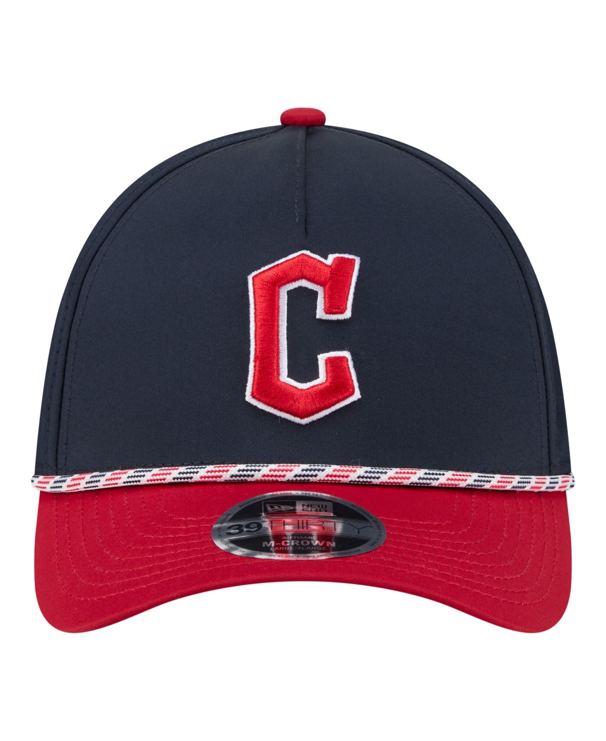 New Era Men's Navy, Red Cleveland Guardians Rope M-Crown A-Frame 39THIRTY Flex Hat