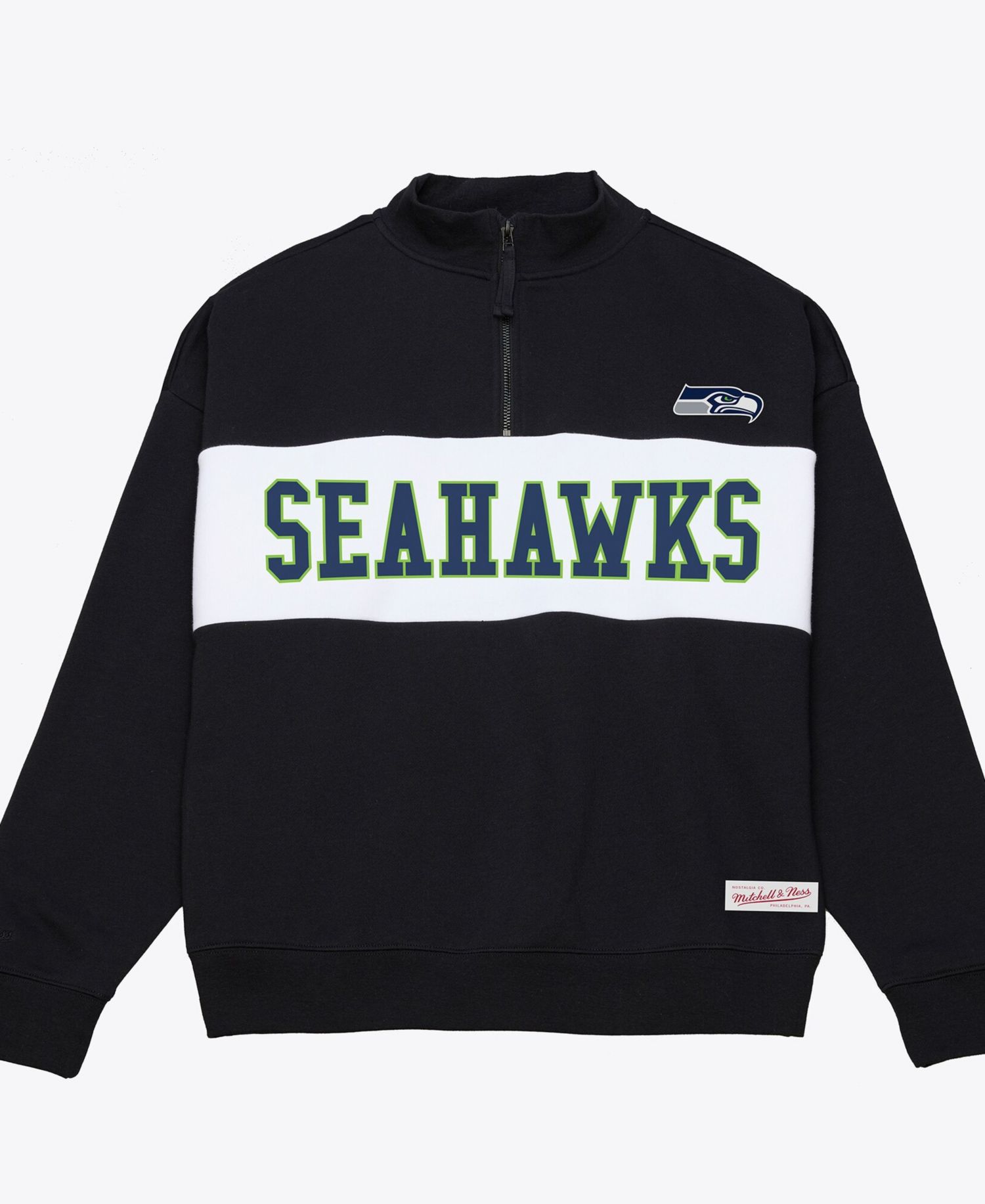 Women's Black Seattle Seahawks Oversized Statement Quarter-Zip Sweatshirt