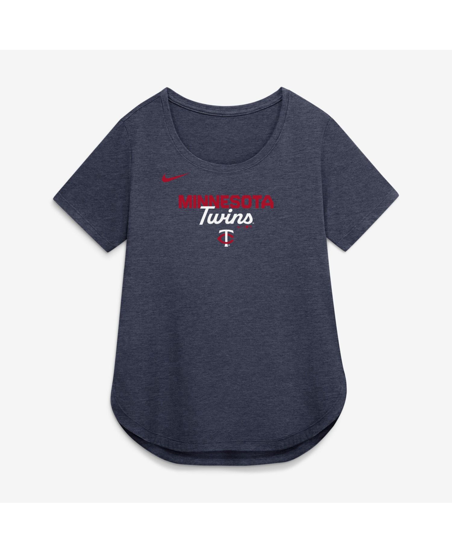 Women's Heather Navy Minnesota Twins Arched Tri-Blend T-Shirt