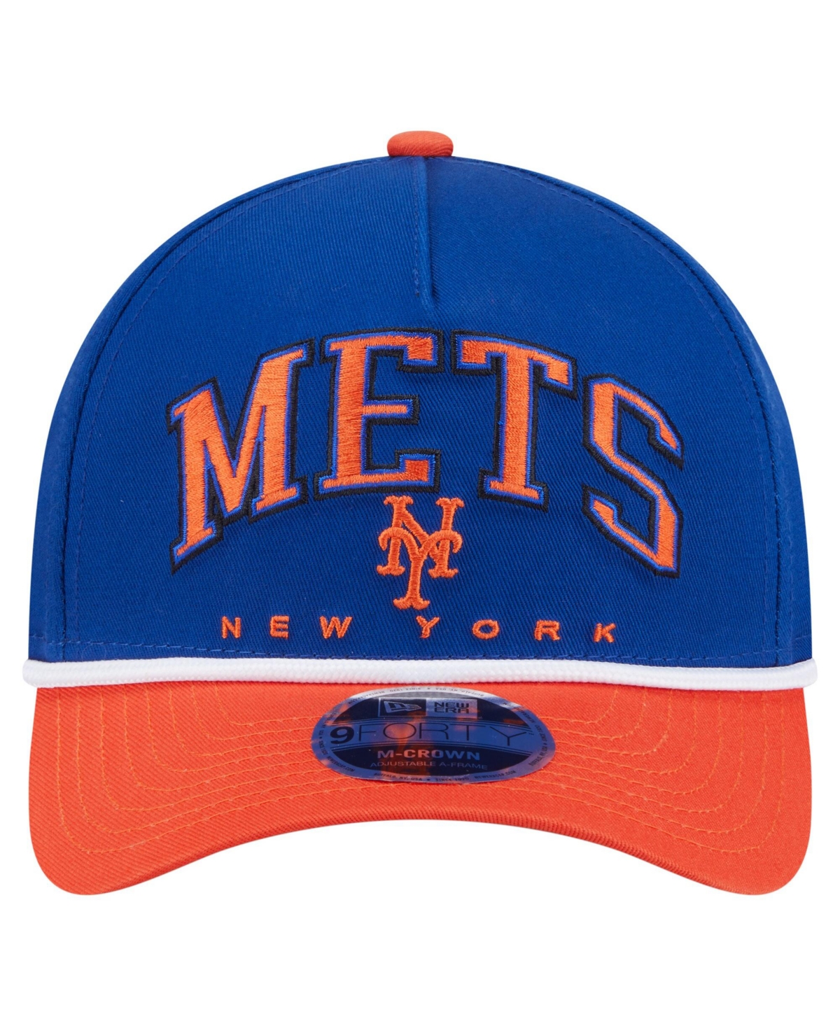 New Era Men's Royal, Orange New York Mets Arch 9FORTY A-Frame M-Crown Adjustable Hat