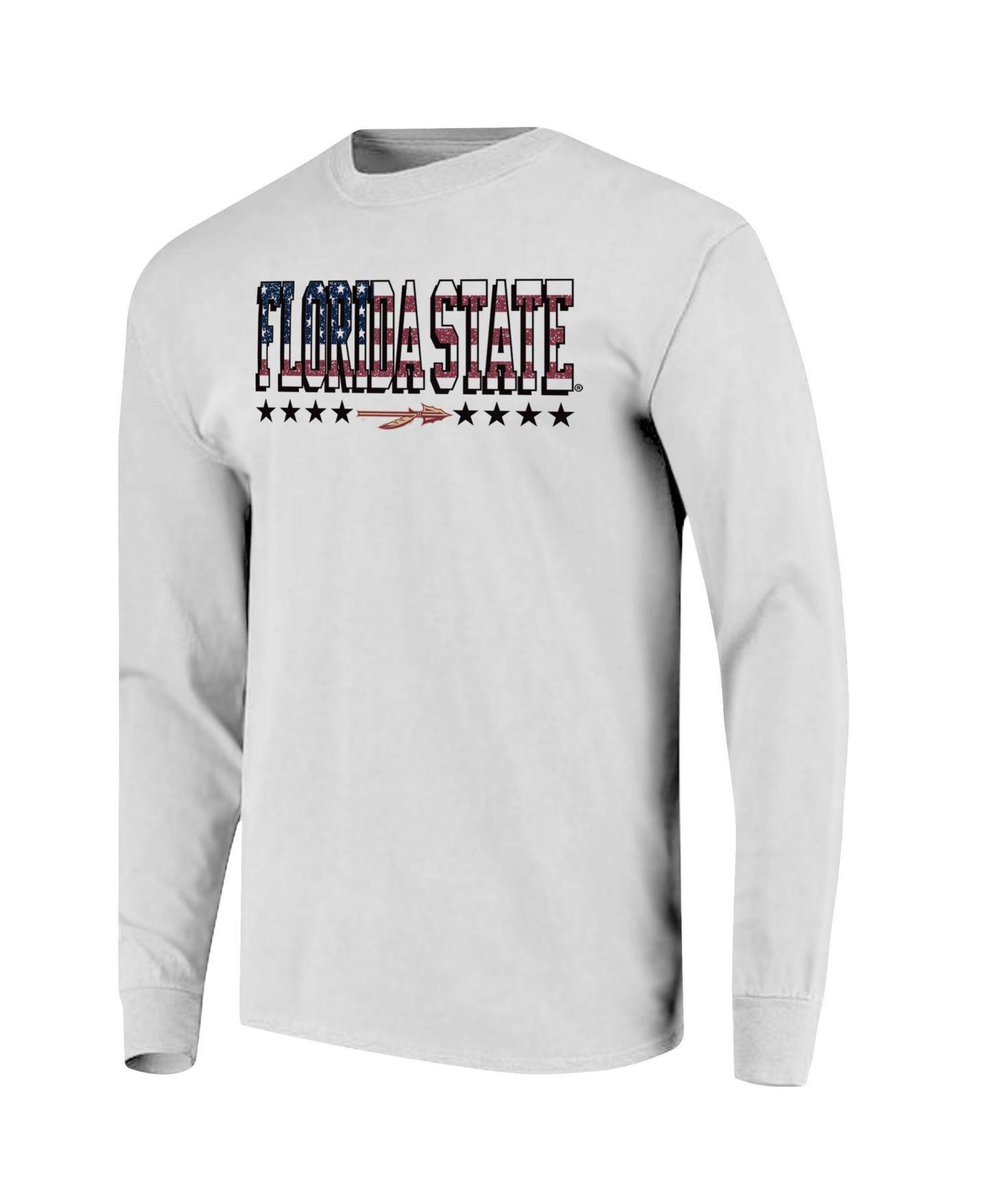 Мужская футболка Image One White Florida State Seminoles Tall Type Flag Long Sleeve — фото 3