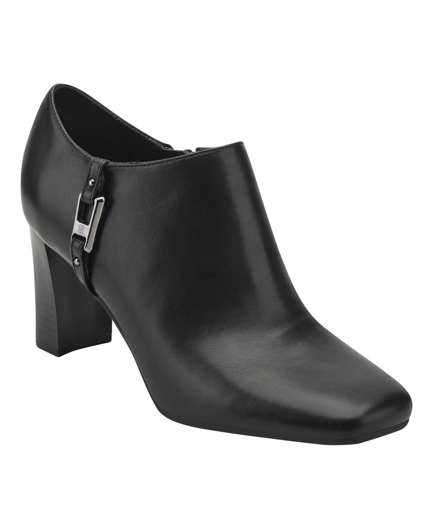 Женские туфли Bandolino Urbiny Stacked Heel Square Toe Shootie, цвет: Чёрный — фото 1