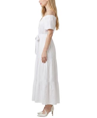 petite white maxi dress Tessa White Fitted Lace Bandeau Maxi