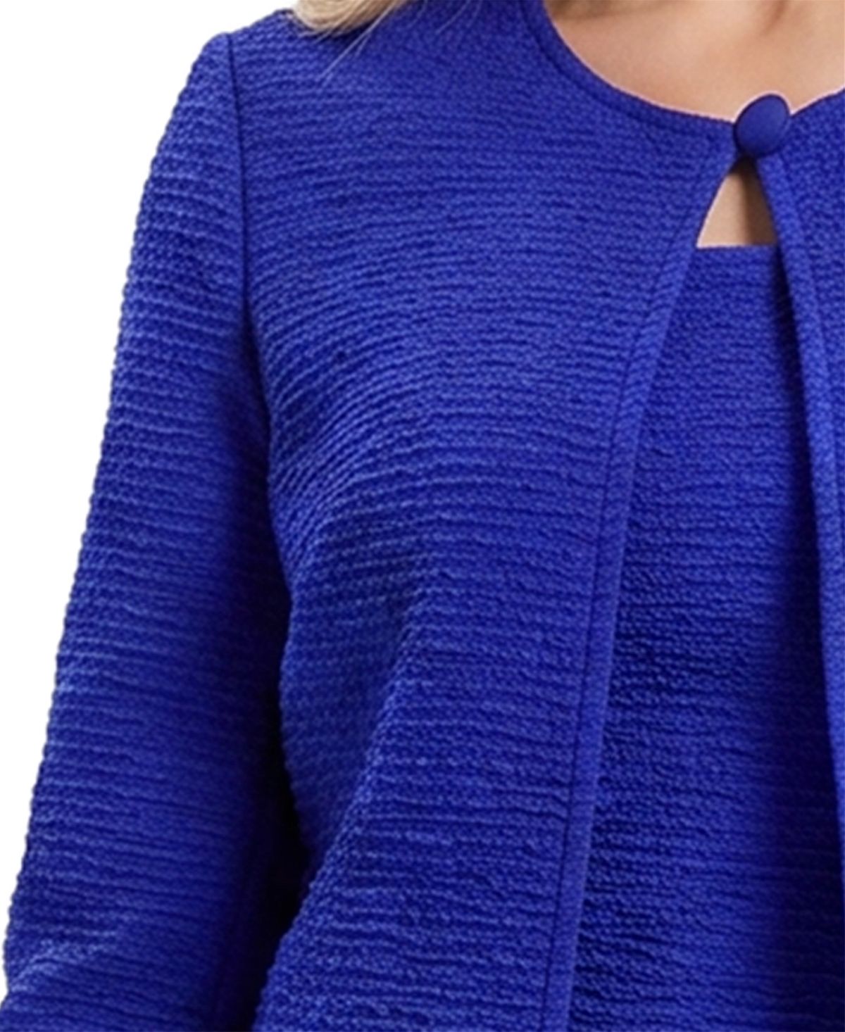 NY Collection Petite Textured Knit 3/4-Sleeve 2 Piece Dress Set view 4 — MAYCSS fashion products