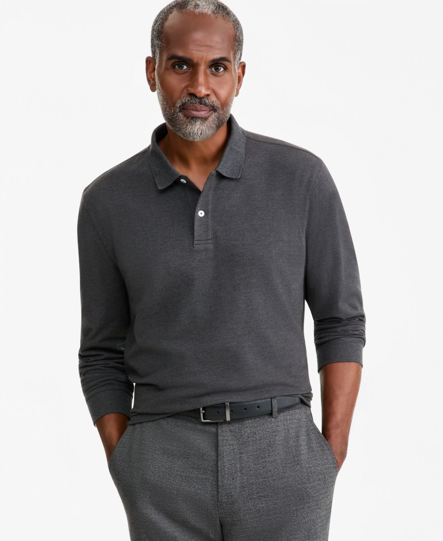 Мужское поло Club Room Solid Stretch Polo Shirt, цвет: Яркий белый — фото 8