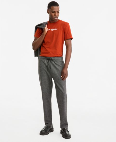 Мужские брюки KARL LAGERFELD PARIS Heathered Open Bottom Track Pant, цвет: Серый / Чёрный