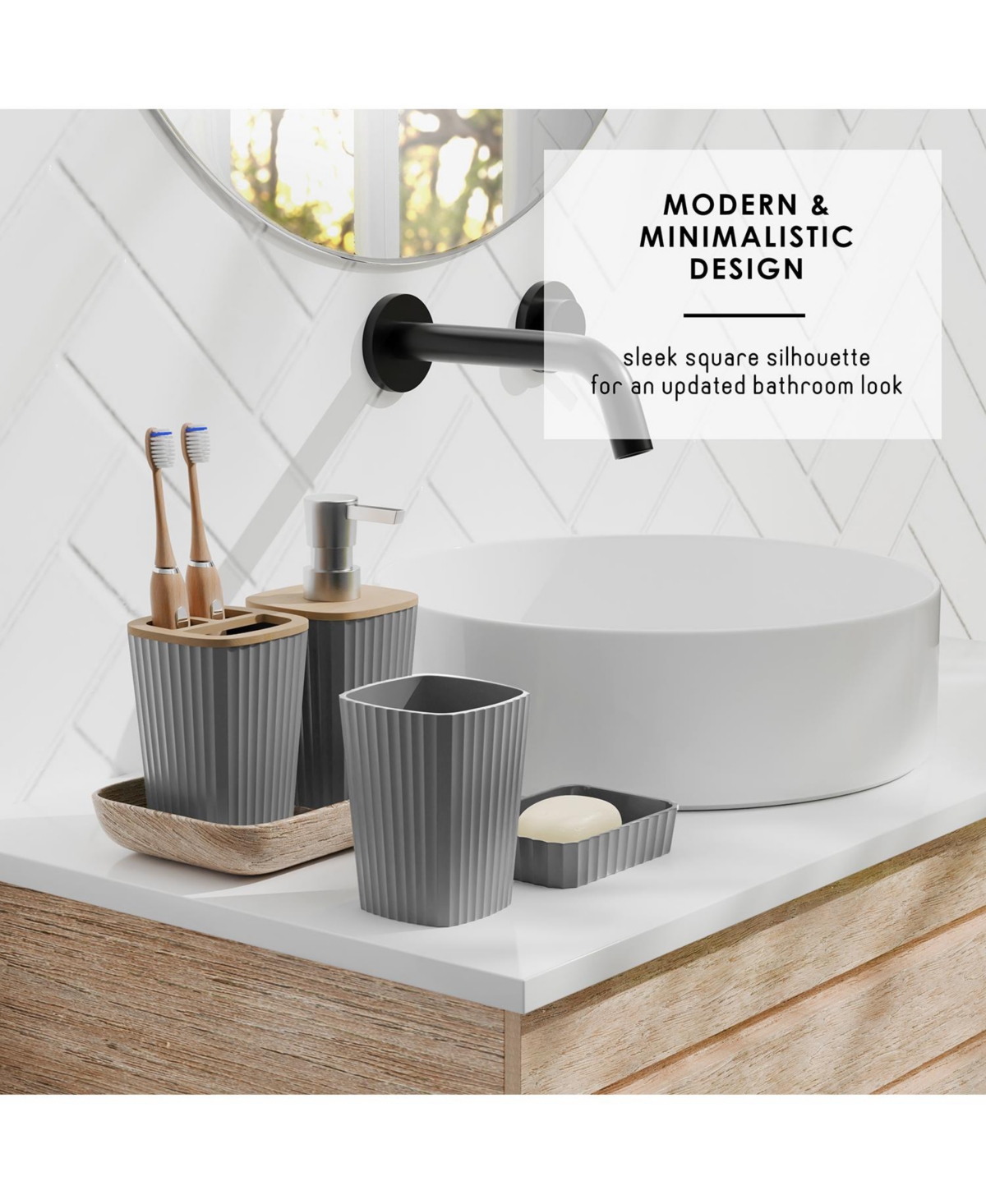 Clara Clark Modern Complete Bathroom Decor and Accessory Set with Bath Rugs and Shower Caddy Set